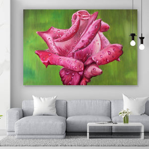 Leinwandbild Gemälde einer Rose Querformat