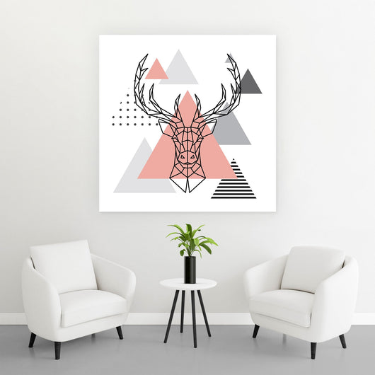 Spannrahmenbild Geometrischer Hirsch mit Dreiecken Quadrat