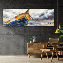 Lade das Bild in den Galerie-Viewer, Leinwandbild Gestrandetes Boot Panorama
