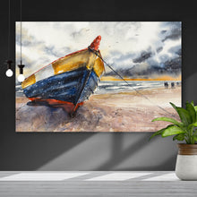 Lade das Bild in den Galerie-Viewer, Spannrahmenbild Gestrandetes Boot Querformat
