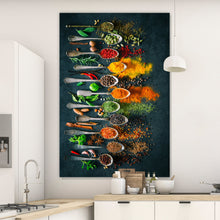 Lade das Bild in den Galerie-Viewer, Acrylglasbild Gewürzvielfalt auf Löffeln Hochformat
