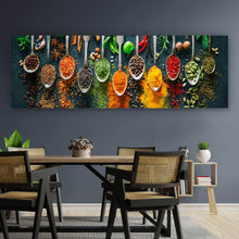 Lade das Bild in den Galerie-Viewer, Aluminiumbild Gewürzvielfalt auf Löffeln Panorama
