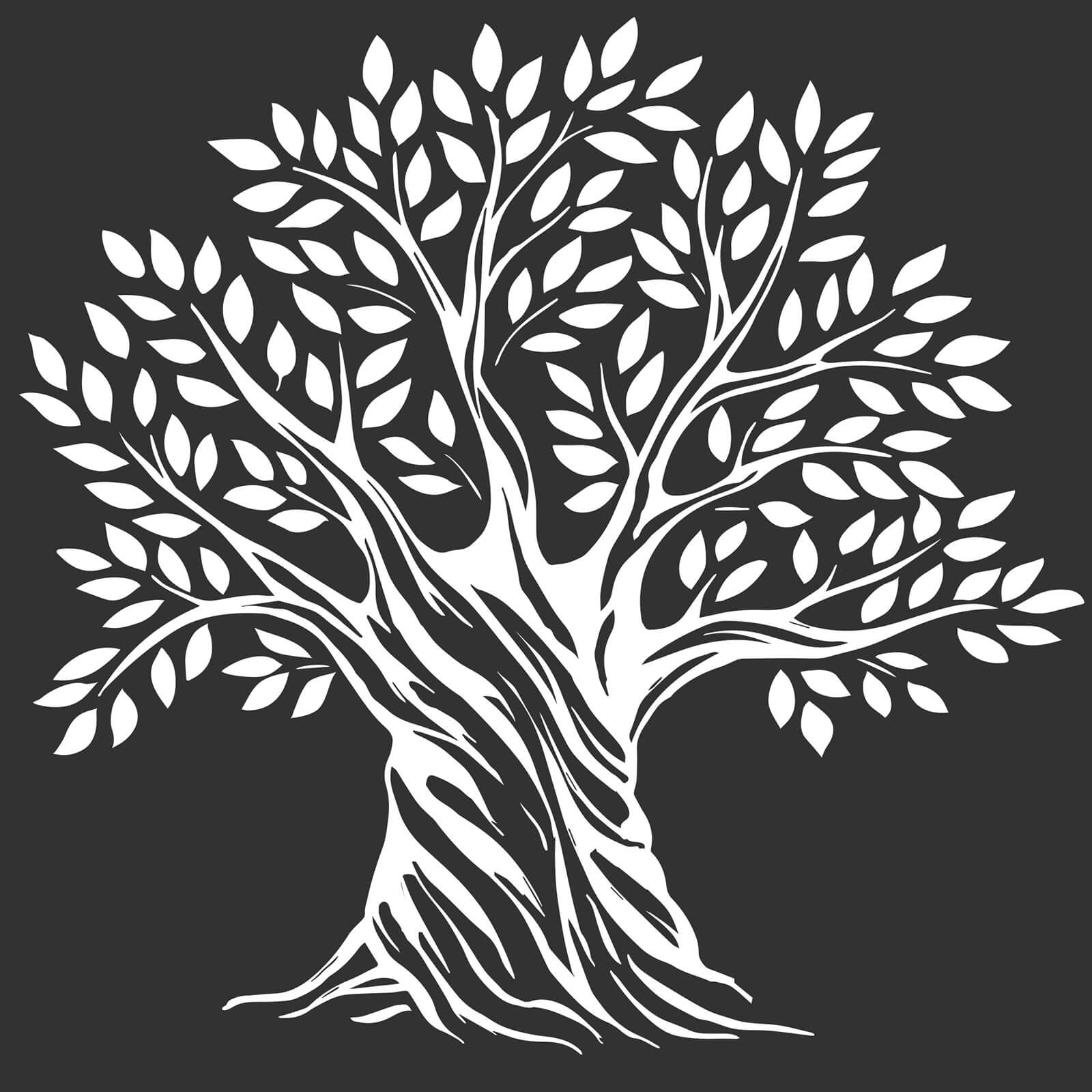 Poster Gezeichneter Olivenbaum im Quadrat, Aufhängefertig &  Versandkostenfrei – Wandguru