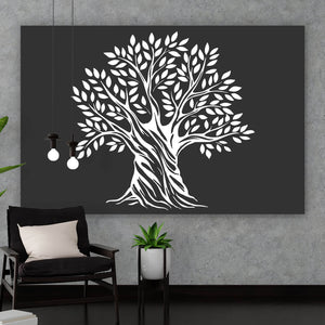Spannrahmenbild Gezeichneter Olivenbaum Querformat