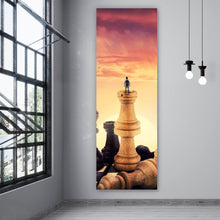 Lade das Bild in den Galerie-Viewer, Leinwandbild Gigantische Schachfiguren vor Sonnenaufgang Panorama Hoch
