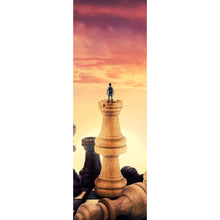 Lade das Bild in den Galerie-Viewer, Leinwandbild Gigantische Schachfiguren vor Sonnenaufgang Panorama Hoch
