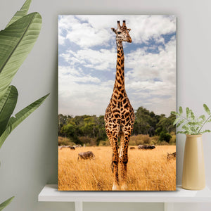 Aluminiumbild gebürstet Giraffe in Kenia Hochformat