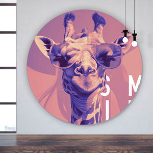 Aluminiumbild gebürstet Giraffe Smile Modern Art Kreis