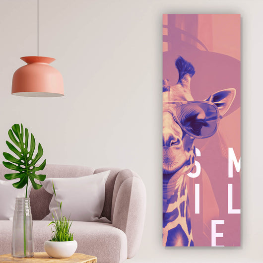 Leinwandbild Giraffe Smile Modern Art Panorama Hoch