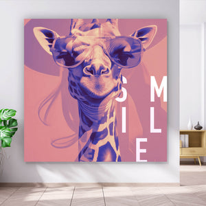 Aluminiumbild gebürstet Giraffe Smile Modern Art Quadrat