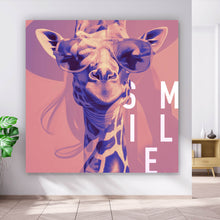 Lade das Bild in den Galerie-Viewer, Spannrahmenbild Giraffe Smile Modern Art Quadrat
