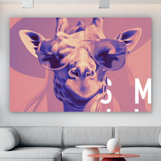 Aluminiumbild gebürstet Giraffe Smile Modern Art Querformat