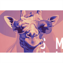 Lade das Bild in den Galerie-Viewer, Aluminiumbild gebürstet Giraffe Smile Modern Art Querformat
