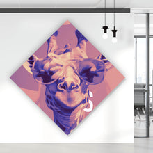 Lade das Bild in den Galerie-Viewer, Aluminiumbild gebürstet Giraffe Smile Modern Art Raute
