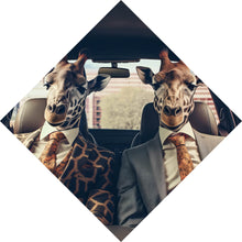 Lade das Bild in den Galerie-Viewer, Leinwandbild Giraffen Duo im Anzug Digital Art Raute
