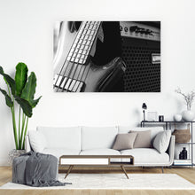 Lade das Bild in den Galerie-Viewer, Aluminiumbild gebürstet Gitarre und Lautsprecher Querformat
