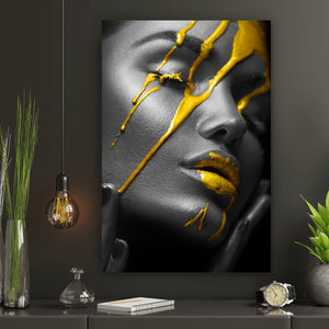 Acrylglasbild Golden Face Hochformat