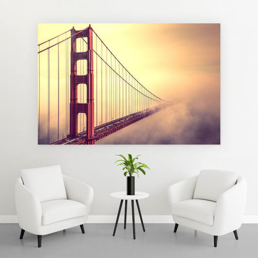 Acrylglasbild Golden Gate Bridge im Nebel Querformat