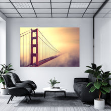 Lade das Bild in den Galerie-Viewer, Aluminiumbild gebürstet Golden Gate Bridge im Nebel Querformat
