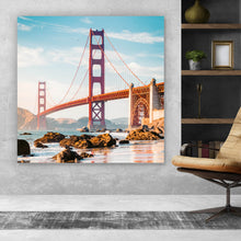 Lade das Bild in den Galerie-Viewer, Aluminiumbild gebürstet Golden Gate Bridge Quadrat
