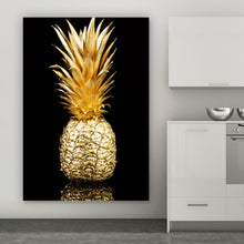 Lade das Bild in den Galerie-Viewer, Aluminiumbild gebürstet Goldene Ananas Hochformat
