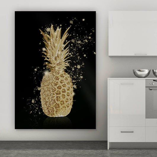Aluminiumbild gebürstet Goldene Ananas Digital Art Hochformat