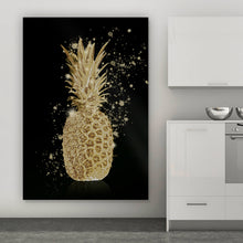 Lade das Bild in den Galerie-Viewer, Leinwandbild Goldene Ananas Digital Art Hochformat
