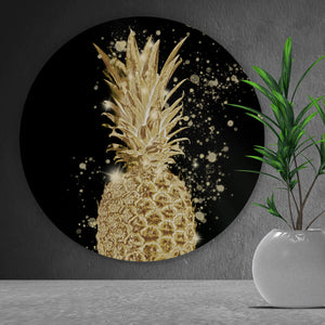 Aluminiumbild gebürstet Goldene Ananas Digital Art Kreis