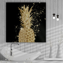 Lade das Bild in den Galerie-Viewer, Spannrahmenbild Goldene Ananas Digital Art Quadrat
