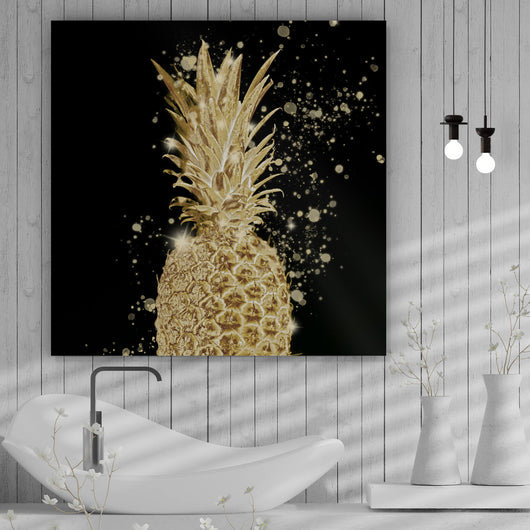 Spannrahmenbild Goldene Ananas Digital Art Quadrat