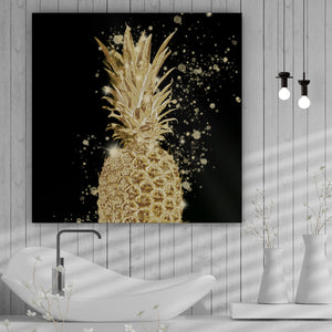 Aluminiumbild Goldene Ananas Digital Art Quadrat