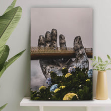 Lade das Bild in den Galerie-Viewer, Aluminiumbild Goldene Brücke Vietnam Hochformat
