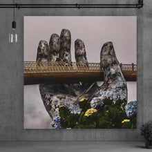 Lade das Bild in den Galerie-Viewer, Acrylglasbild Goldene Brücke Vietnam Quadrat
