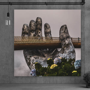 Aluminiumbild gebürstet Goldene Brücke Vietnam Quadrat