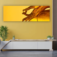 Lade das Bild in den Galerie-Viewer, Aluminiumbild gebürstet Goldene Buddha Hand Panorama
