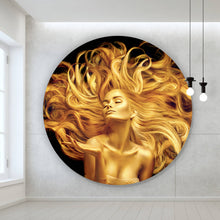 Lade das Bild in den Galerie-Viewer, Aluminiumbild Goldene Frau No.1 Kreis
