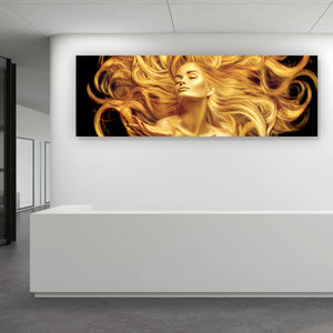 Aluminiumbild gebürstet Goldene Frau No.1 Panorama