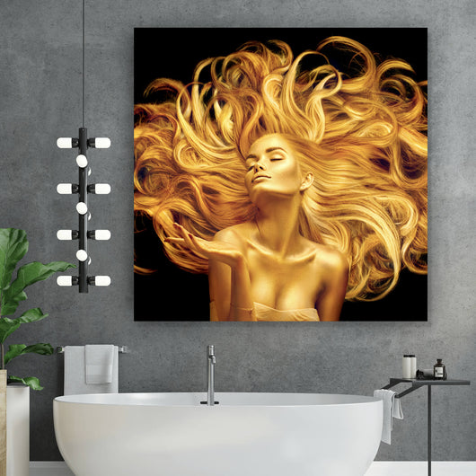 Acrylglasbild Goldene Frau No.1 Quadrat
