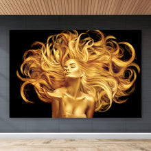 Lade das Bild in den Galerie-Viewer, Aluminiumbild gebürstet Goldene Frau No.1 Querformat
