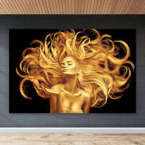 Aluminiumbild gebürstet Goldene Frau No.1 Querformat