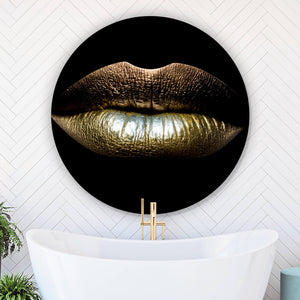 Aluminiumbild Goldene Lippen No. 1 Kreis