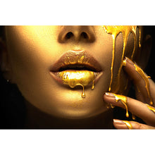 Lade das Bild in den Galerie-Viewer, Aluminiumbild Goldene Lippen No.4 Querformat
