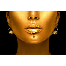 Lade das Bild in den Galerie-Viewer, Leinwandbild Goldene Lippen No. 3 Querformat
