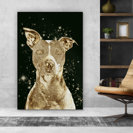 Aluminiumbild gebürstet Goldener Hund Digital Art Hochformat