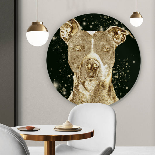 Aluminiumbild gebürstet Goldener Hund Digital Art Kreis
