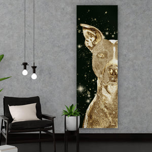 Aluminiumbild gebürstet Goldener Hund Digital Art Panorama Hoch
