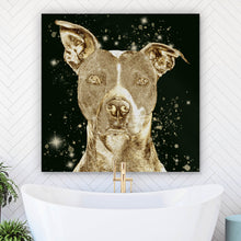 Lade das Bild in den Galerie-Viewer, Aluminiumbild gebürstet Goldener Hund Digital Art Quadrat
