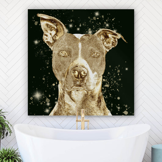 Aluminiumbild gebürstet Goldener Hund Digital Art Quadrat