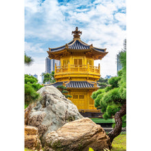 Lade das Bild in den Galerie-Viewer, Aluminiumbild gebürstet Goldener Pavillion Hongkong Hochformat

