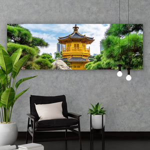 Acrylglasbild Goldener Pavillion Hongkong Panorama